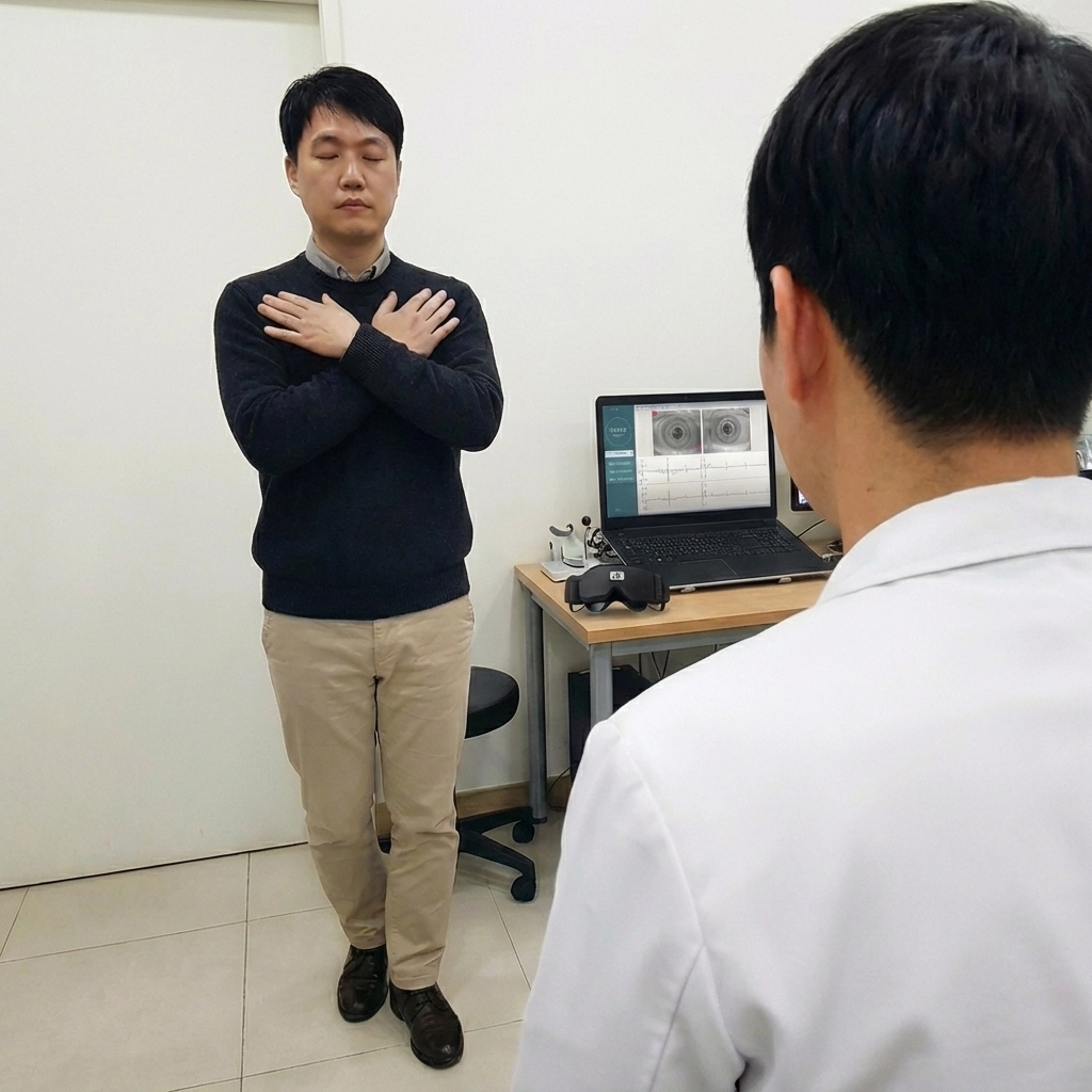 대학병원급 첨단 장비로 정밀 평형기능 검사를 진행하는 모습