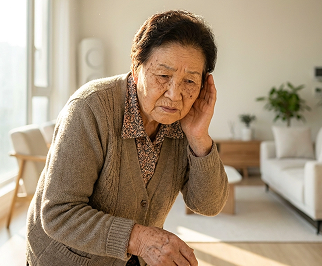 노인성 난청 증상을 설명하는 보청기 상담 이미지