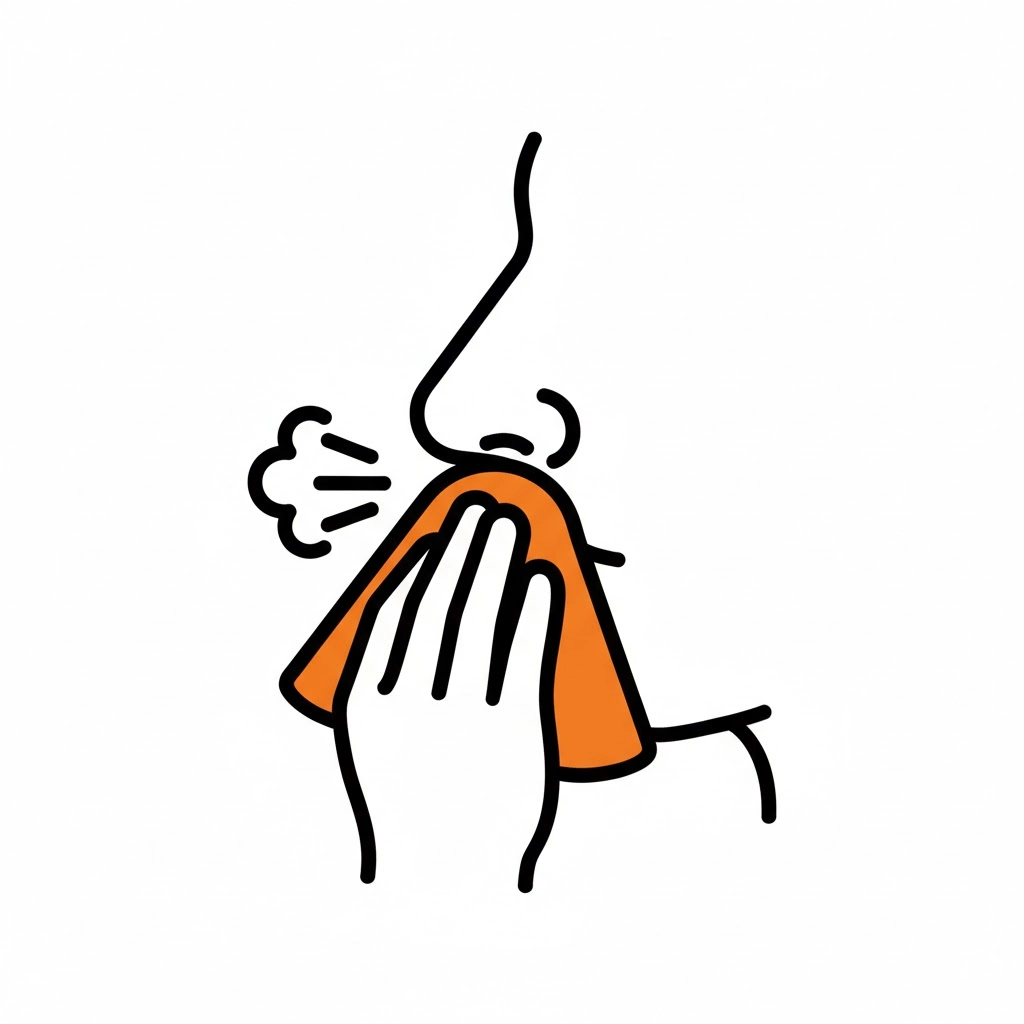 코를 풀고 있는 비염 환자 일러스트