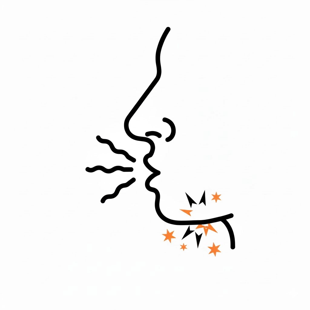 목 통증을 느끼는 환자 일러스트