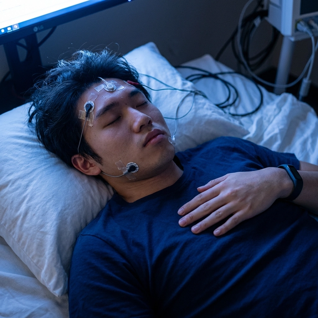 수면 중 생체 데이터가 기록되는 모습